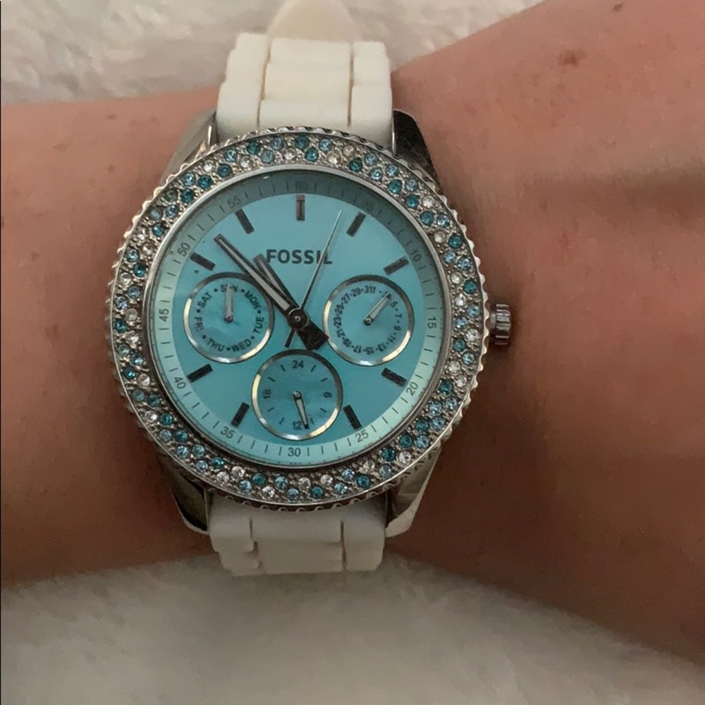 Womens Fossil Blue/white Boyfriend Watch
